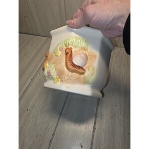 Vintage Snail Octagan Planter Flowers Whimsy Cute Farmhouse 6" Country